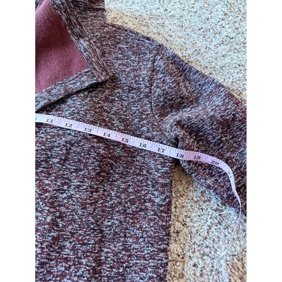 Ann Taylor‎ XS Marled Burgundy Open Front Cardigan Sweater Pockets - Picture 9 of 11